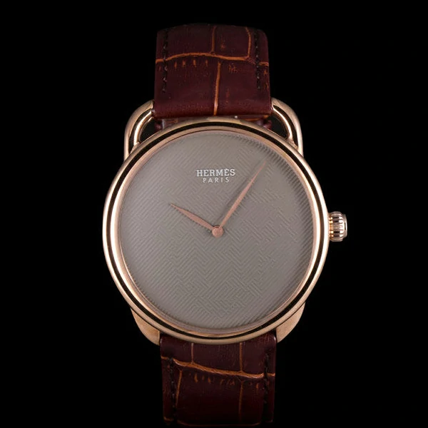 Hermes Classic Croco Leather Strap Silver Dial new59401