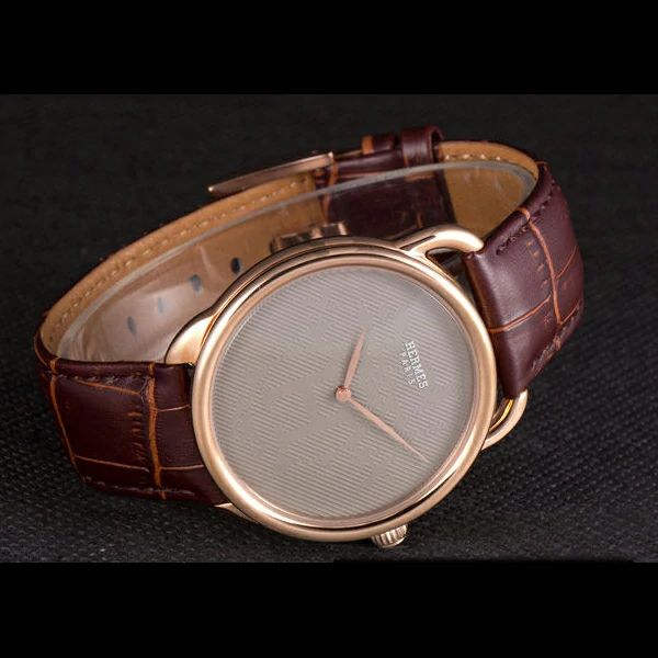 Hermes Classic Croco Leather Strap Silver Dial new59401