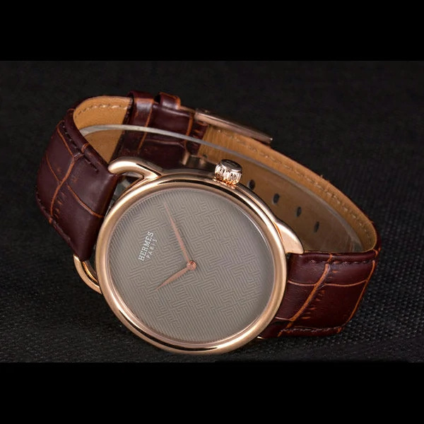 Hermes Classic Croco Leather Strap Silver Dial new59401