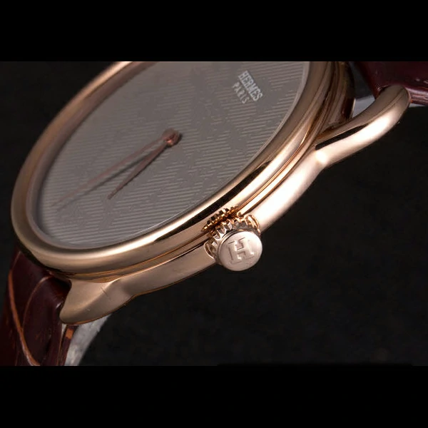 Hermes Classic Croco Leather Strap Silver Dial new59401