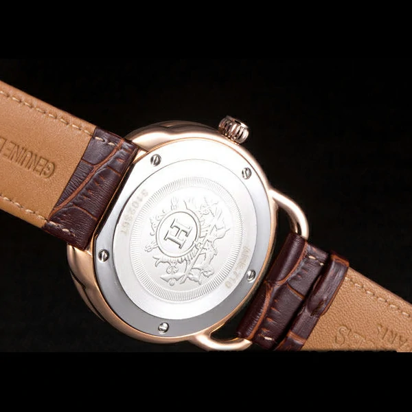 Hermes Classic Croco Leather Strap Silver Dial new59401