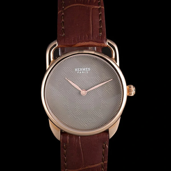 Hermes Classic Croco Leather Strap Silver Dial new59402