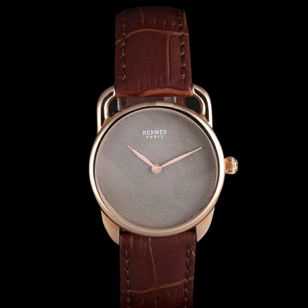 Hermes Classic Croco Leather Strap Silver Dial new59402