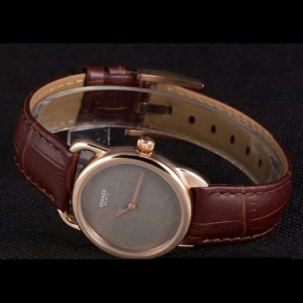 Hermes Classic Croco Leather Strap Silver Dial new59402