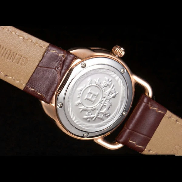 Hermes Classic Croco Leather Strap Silver Dial new59402