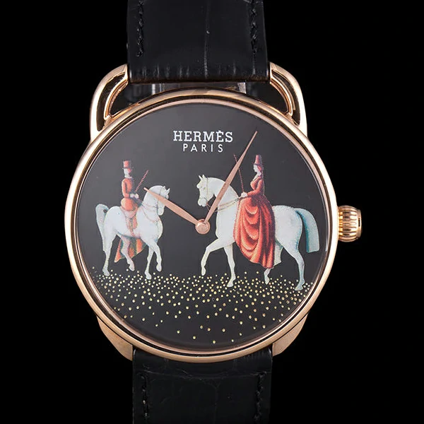 Hermes Classic Croco Leather Strap Black Dial new59403
