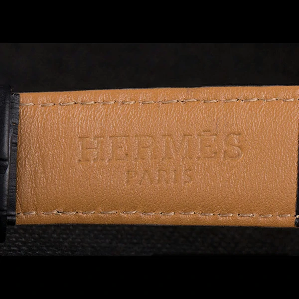 Hermes Classic Croco Leather Strap Black Dial new59403
