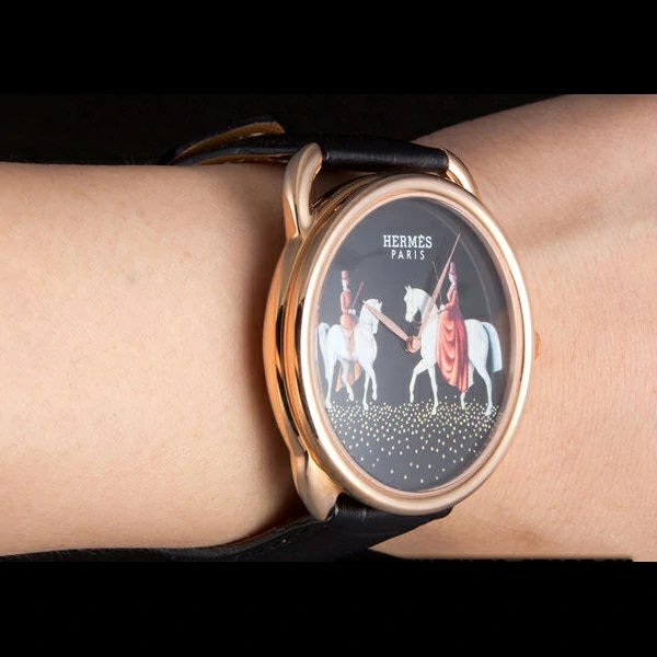 Hermes Classic Croco Leather Strap Black Dial new59403