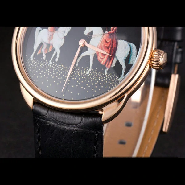 Hermes Classic Croco Leather Strap Black Dial new59403