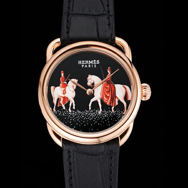 Hermes Classic Croco Leather Strap Black Dial new59404