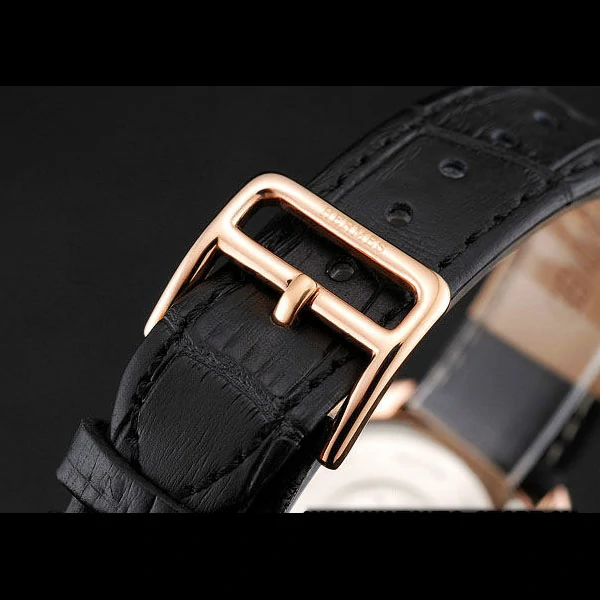 Hermes Classic Croco Leather Strap Black Dial new59404
