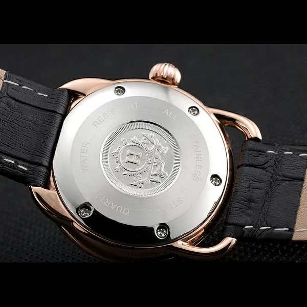 Hermes Classic Croco Leather Strap Black Dial new59404