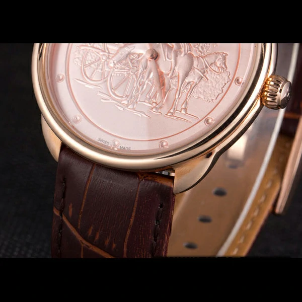 Hermes Classic Croco Leather Strap Rose Gold Dial new59405