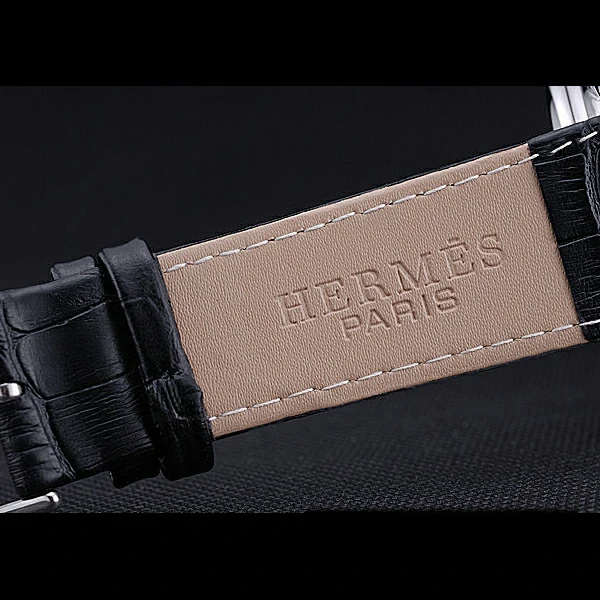 Hermes Classic Croco Leather Strap Silver Dial new59406