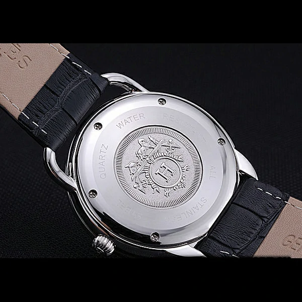 Hermes Classic Croco Leather Strap Silver Dial new59406