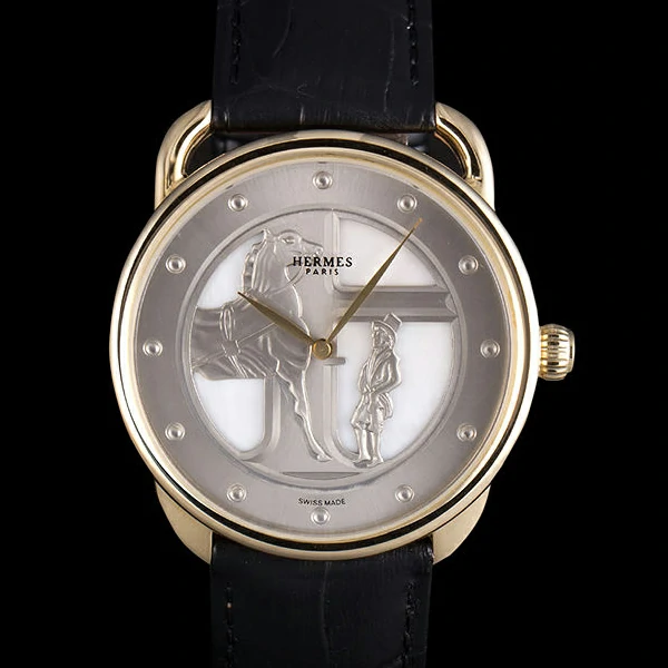 Hermes Classic Croco Leather Strap Silver Dial new59407
