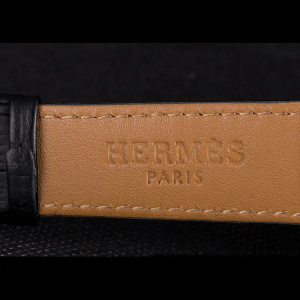 Hermes Classic Croco Leather Strap Silver Dial new59407