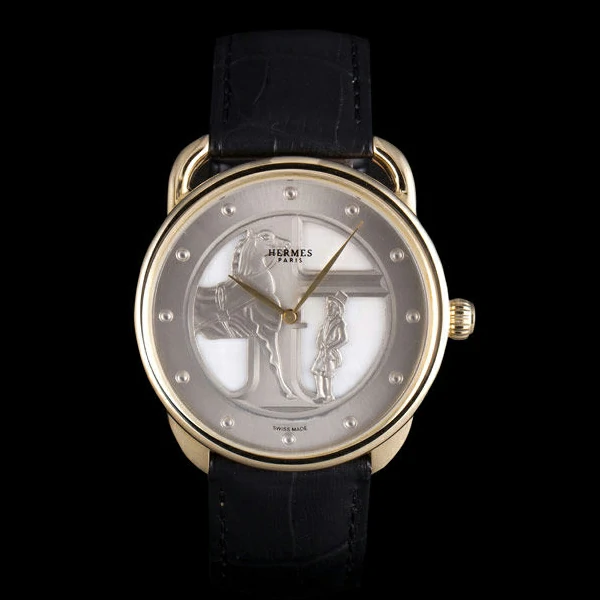 Hermes Classic Croco Leather Strap Silver Dial new59407