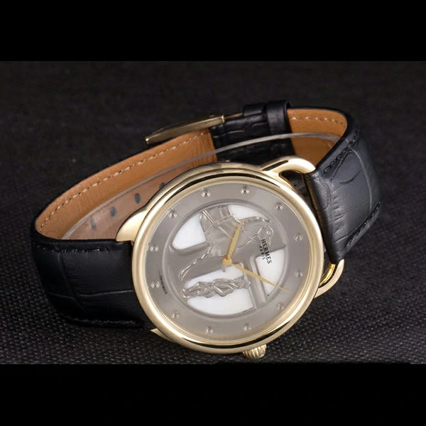 Hermes Classic Croco Leather Strap Silver Dial new59407