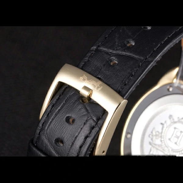 Hermes Classic Croco Leather Strap Silver Dial new59407