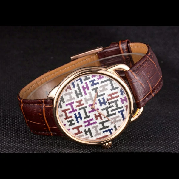 Hermes Classic Croco Leather Strap Multicolor Patterned Logo Dial new59408