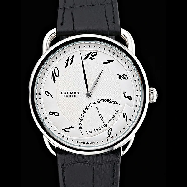 Hermes Classic Croco Leather Strap White Dial new59409