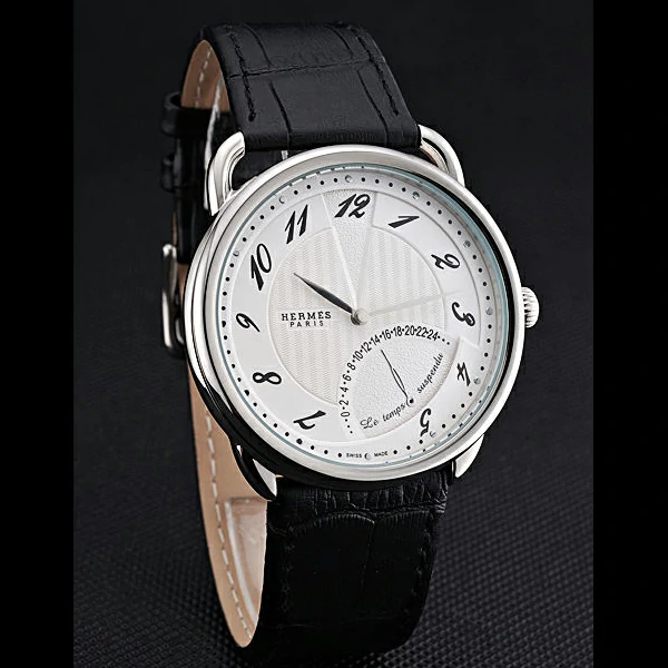 Hermes Classic Croco Leather Strap White Dial new59409