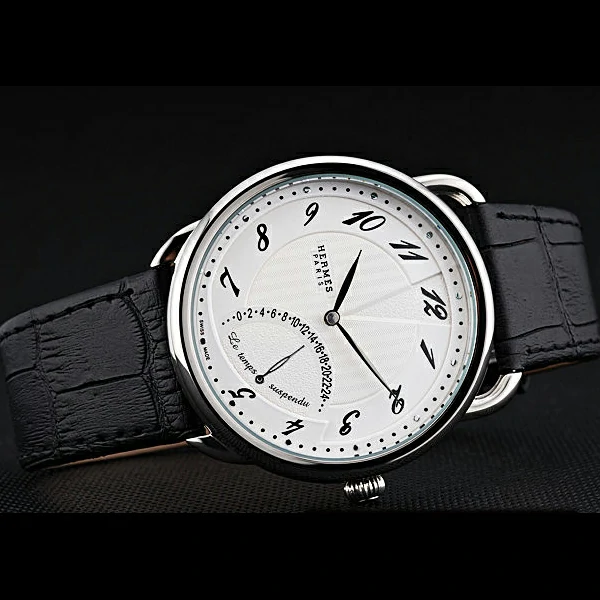 Hermes Classic Croco Leather Strap White Dial new59409