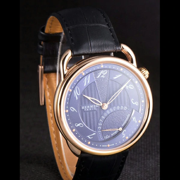 Hermes Classic Croco Leather Strap Navy Dial new59410