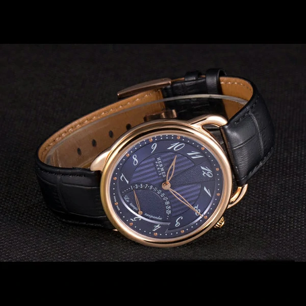 Hermes Classic Croco Leather Strap Navy Dial new59410