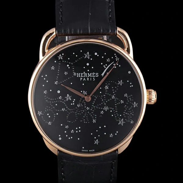 Hermes Classic Croco Leather Strap Black Dial new59411