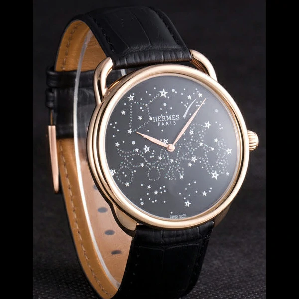 Hermes Classic Croco Leather Strap Black Dial new59411