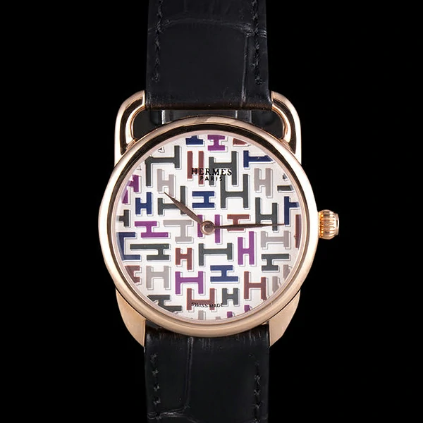 Hermes Classic Croco Leather Strap Multicolor Patterned Logo Dial new59412