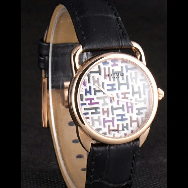 Hermes Classic Croco Leather Strap Multicolor Patterned Logo Dial new59412