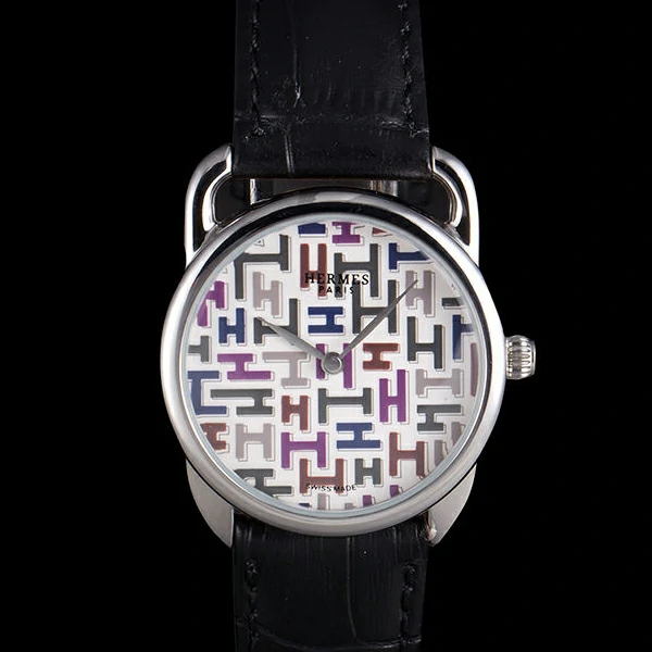 Hermes Classic Croco Leather Strap Multicolor Patterned Logo Dial new59413