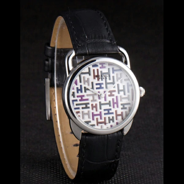 Hermes Classic Croco Leather Strap Multicolor Patterned Logo Dial new59413