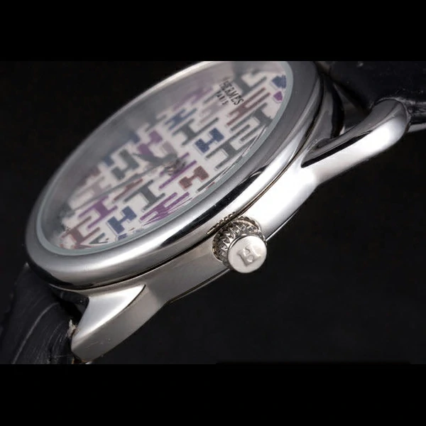 Hermes Classic Croco Leather Strap Multicolor Patterned Logo Dial new59413