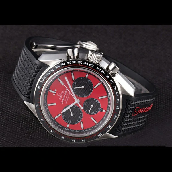 Omega Speedmaster Black Rubber Bracelet Red Dial new59419