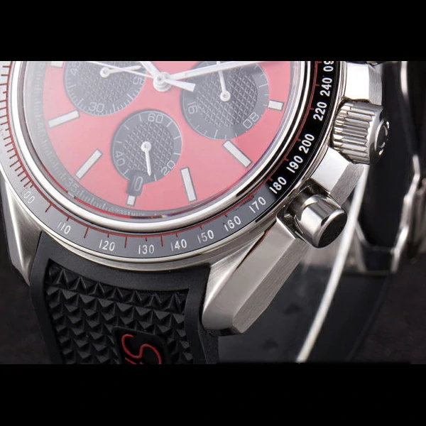 Omega Speedmaster Black Rubber Bracelet Red Dial new59419
