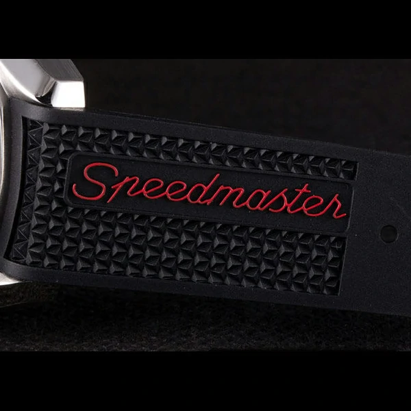 Omega Speedmaster Black Rubber Bracelet Red Dial new59419