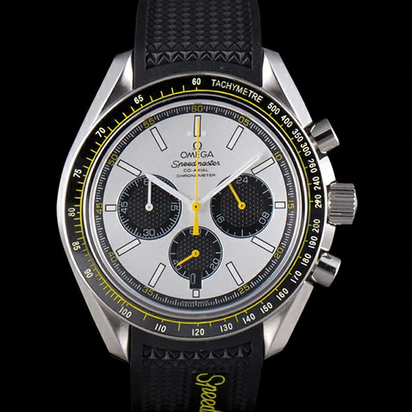 Omega Speedmaster Black Rubber Bracelet White Dial new59420