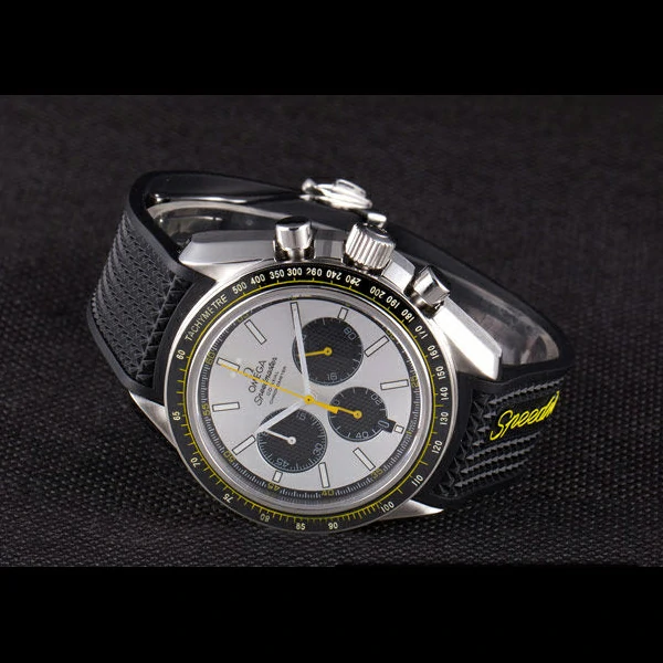 Omega Speedmaster Black Rubber Bracelet White Dial new59420