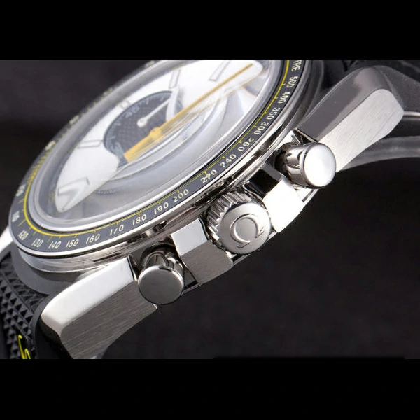 Omega Speedmaster Black Rubber Bracelet White Dial new59420