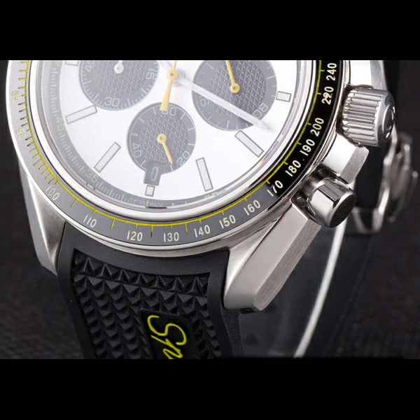 Omega Speedmaster Black Rubber Bracelet White Dial new59420