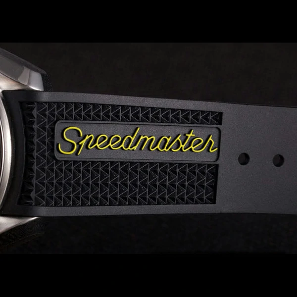 Omega Speedmaster Black Rubber Bracelet White Dial new59420
