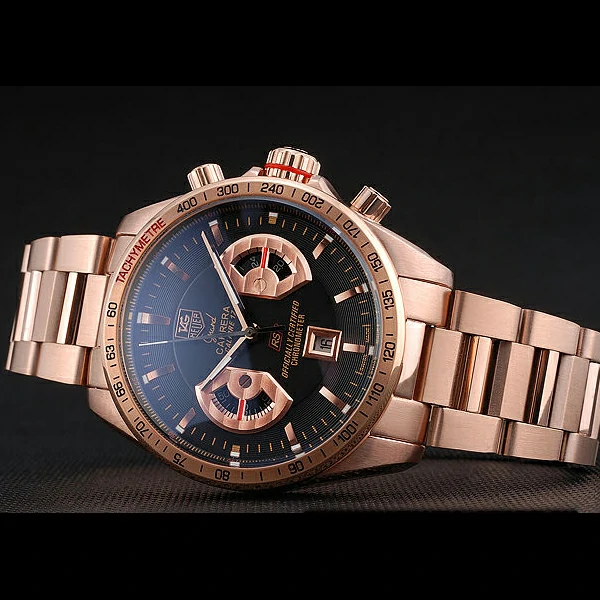 Tag Heuer Grand Carrera Rose Gold Bracelet Black Dial new59431