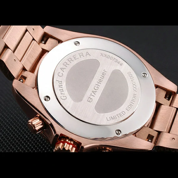 Tag Heuer Grand Carrera Rose Gold Bracelet Black Dial new59431