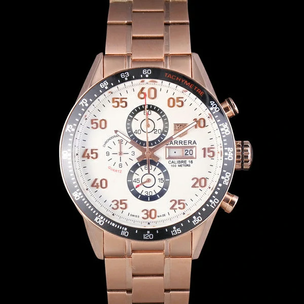 Tag Heuer Carrera Rose Gold Bracelet White Dial new59435
