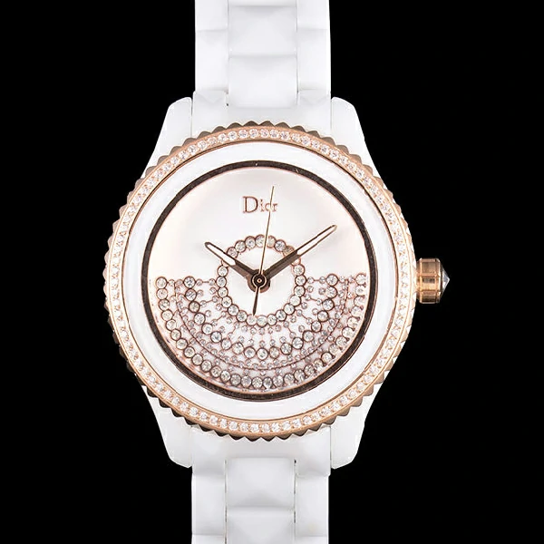 Dior VIII Grand Bal Rose Gold Bezel White Bracelet new59448
