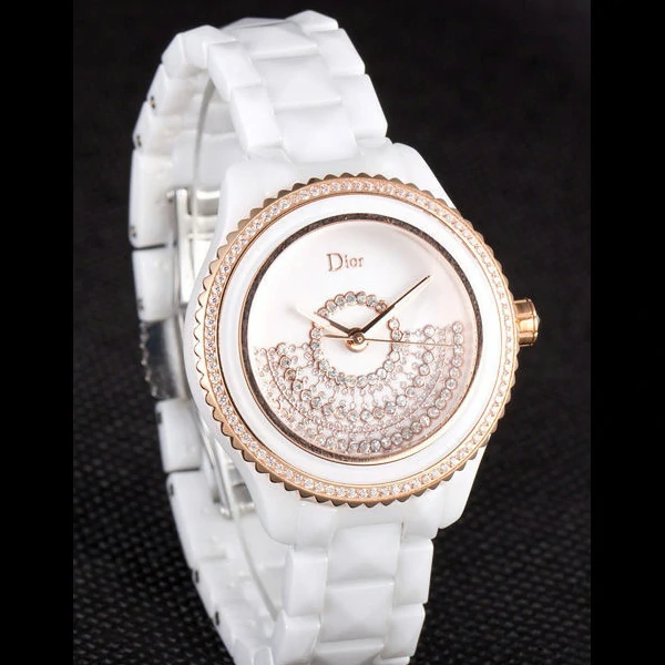 Dior VIII Grand Bal Rose Gold Bezel White Bracelet new59448